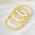 thumbnail image 4 of Gold Pearl Beaded Enewton Bracelets for Women,Gold Pearl Stackable Stretch Bead Ball Bracelet,Adjustable Layered Pearl Bracelet Sets, 4 of 5