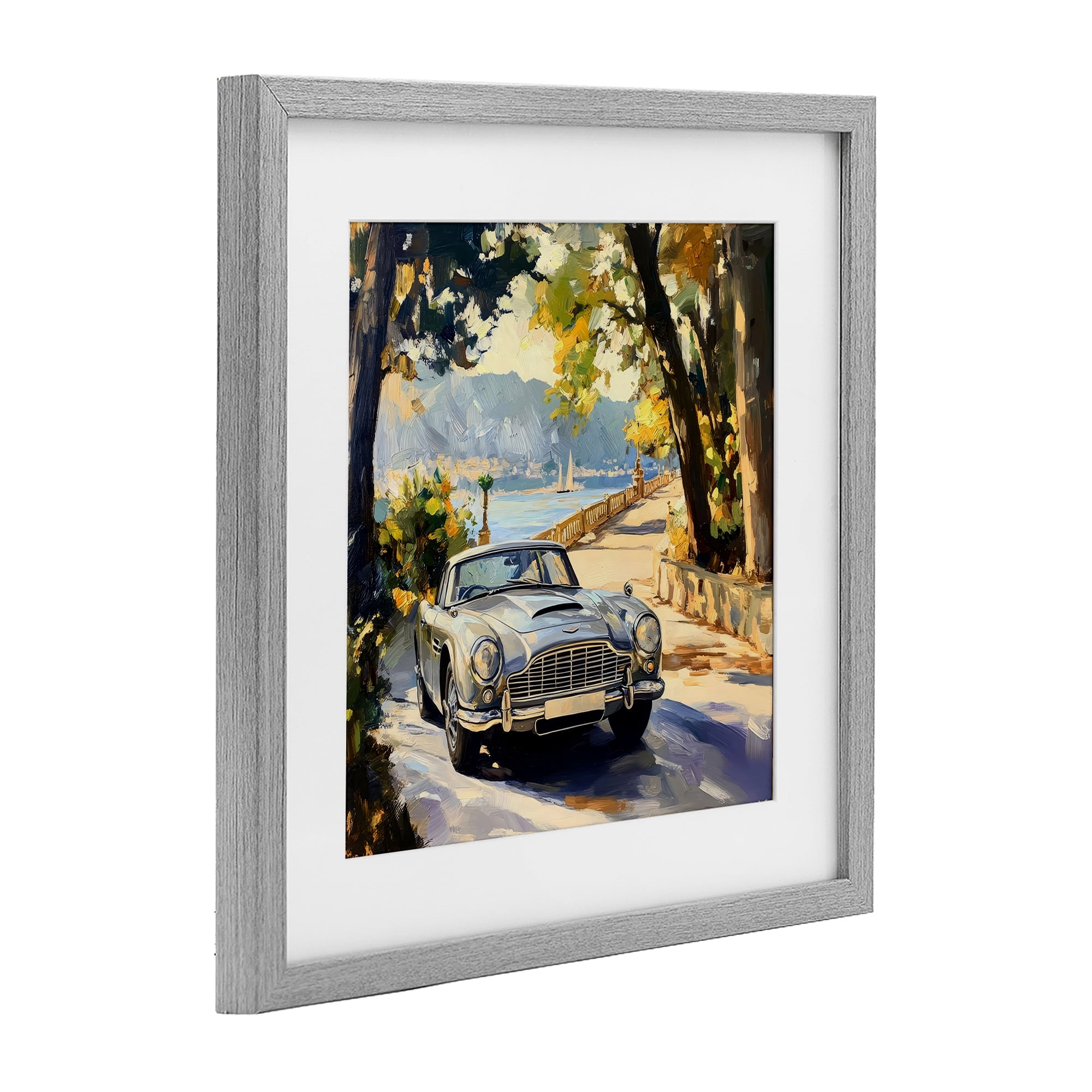 Stupell Industries Classic View of Seaside Drive Gray Framed Print Under Glass, design by Creative Studio