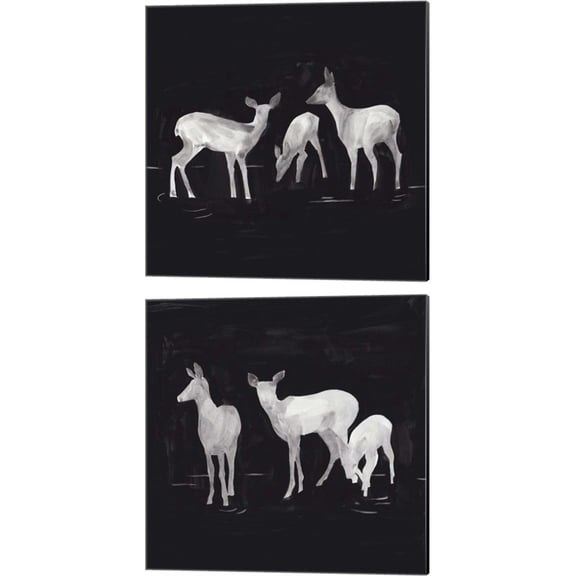 Great Art Now Sophisticated Whitetail by Jacob Green 2 Piece Canvas Art Set Each 14W x 14H