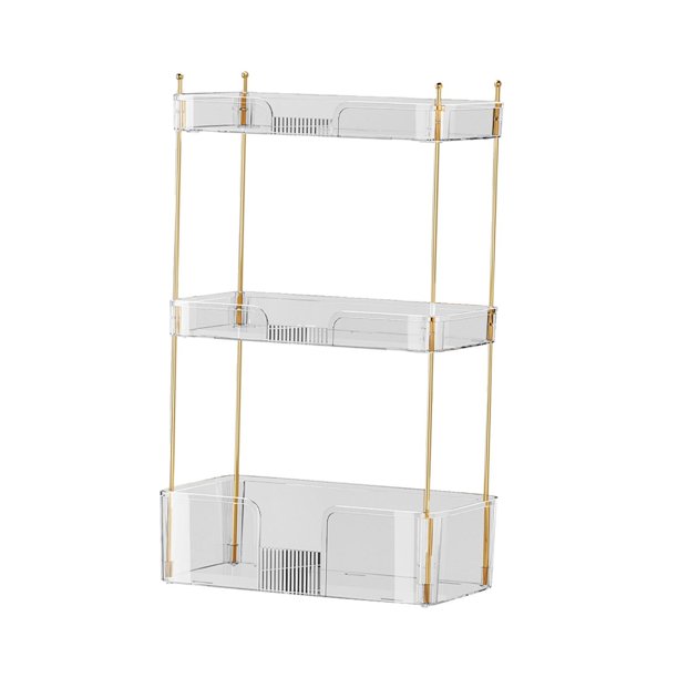 Organizador de baño de 3 niveles, estante decorativo para maquillaje, tocador y champú para sala de estar Claro