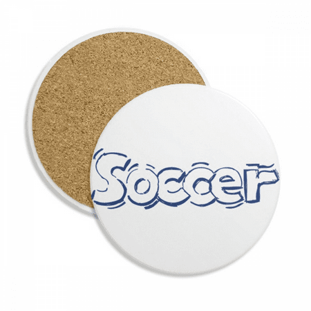 

Football Blue Soccer Front Pattern Coaster Cup Mug Tabletop Protection Absorbent Stone