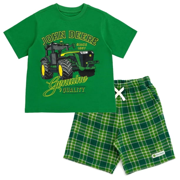 Conjunto de camiseta y shorts para niño pequeño John Deere Tractor 4T