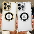 thumbnail image 4 of for iPhone 13 Pro Max Case with Camera Lens Protector Wireless Charger Magnetic Anti-Scratch (Support for Magsafe) Protective Slim Electroplate Screen Protector Case for Girls Women -Silver, 4 of 9