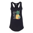 thumbnail image 2 of Wild Bobby, Pineapple Stand Tall Wear Crown And Stay Sweet Inside Arty Inspirational Pop Culture Ladies Racerback Tank Top, Black, Small, 2 of 3
