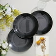 thumbnail image 6 of BalsaCircle 10 Round 8" Black Glossy Disposable Salad Dinner Plastic Plates Gold Trim Party Events Decorations, 6 of 8