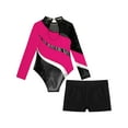 thumbnail image 5 of LiiYii Girls 2Pcs Sparkle Ballet Dance Outfits Mesh Splice Gymnastic Leotard Unitard Biketard with Hot Pink 10, 5 of 7