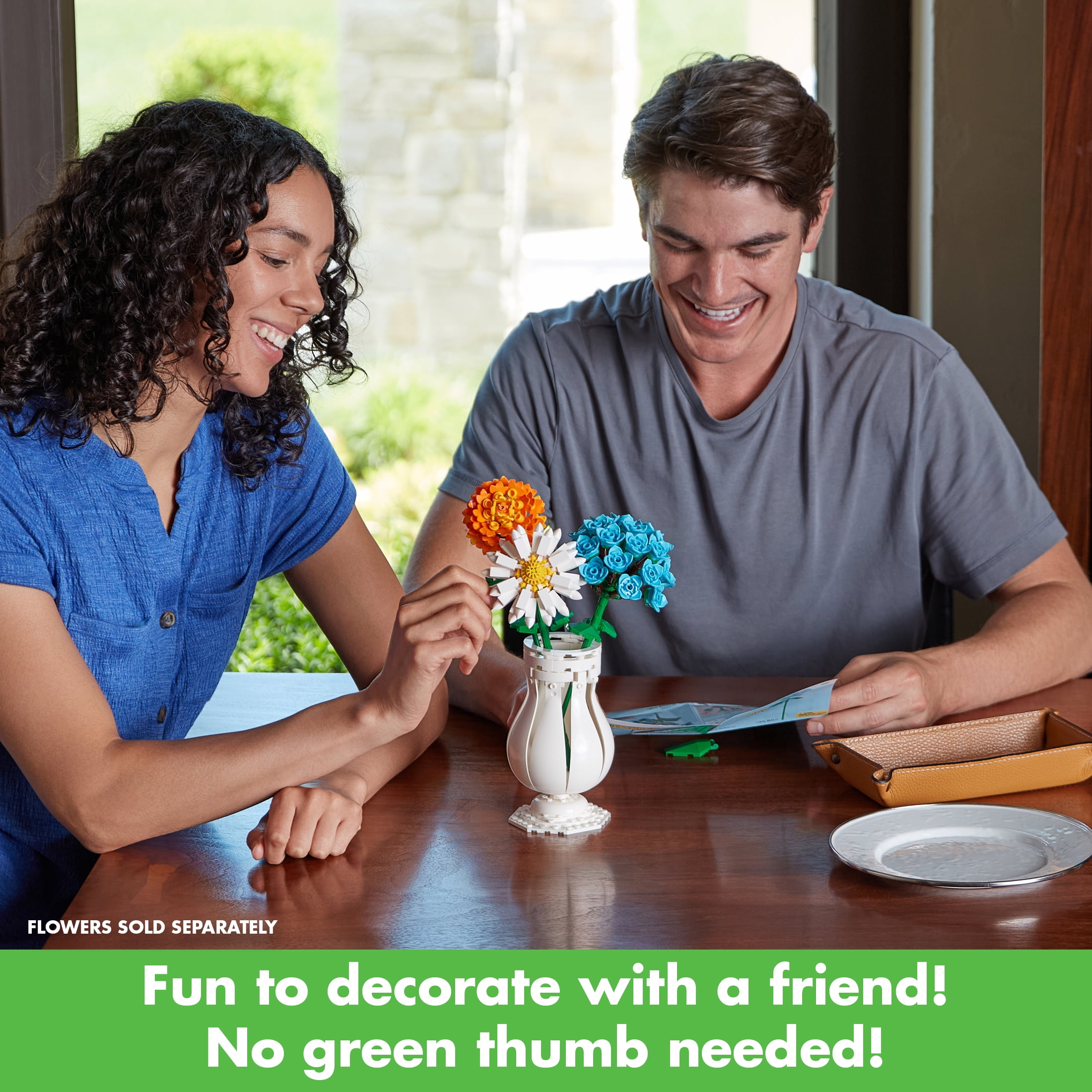 Brickcraft Bricktanicals Vase 3 In 1 Building Kit (70-Piece Set), Nostalgic Floral Décor Display