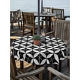 thumbnail image 2 of Outdoor Tablecloth with Umbrella Hole for Patio/Picnic/Party/Camping, Black Rhombus Waterproof Table Cloth Round Cover Washable, Retro Abstract Geometric Pattern (Dia 54"), 2 of 8