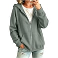 thumbnail image 2 of Zip Up Hoodie Women Long Sleeve Full Zipper Oversized Sweatshirt Comfy Travel Track Jacket Fall Clothes with Pockets,L, 2 of 8