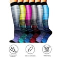 thumbnail image 4 of YAOBAMM Sports Compression Stockings 6 Pairs Unisex Compression Stockings High Elasticity Slip Striped Support Great Circulation Running Nursing Athletic, 4 of 7
