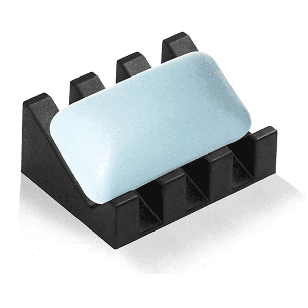 Jabonera autodrenante de silicona para baño, cocina y esponjas. Prolonga la vida útil del jabón, mantiene las pastillas de jabón secas y facilita la limpieza (negro, 1 unidad).