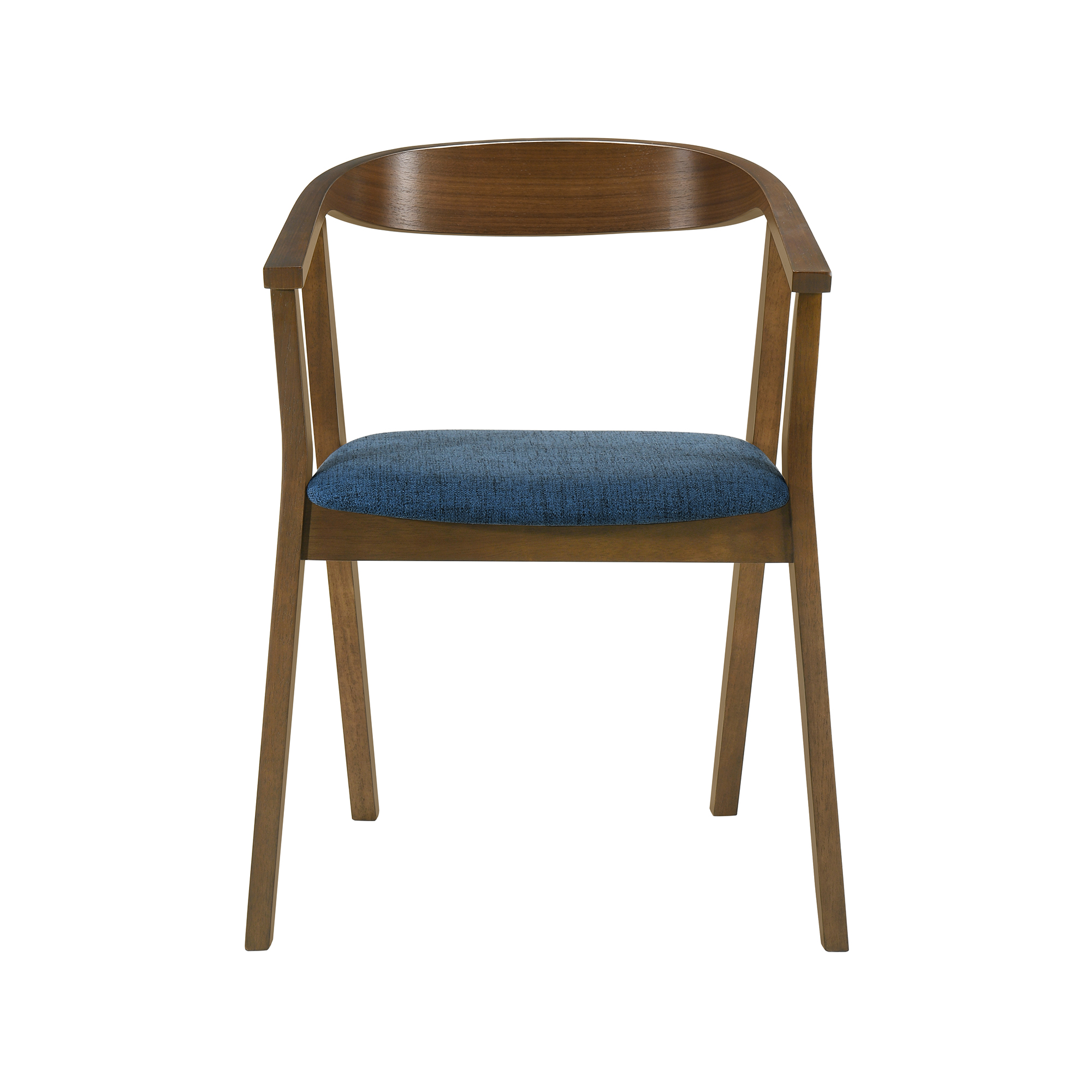 Santana Wood Dining Chair in Walnut Finish with Blue Fabric - Set of 6