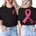 thumbnail image 1 of T-Shirts pour Femmes Manches Courtes Décontractées Col Rond Haut Graphique pour Usage Quotidien Style Basique avec Impression de Sensibilisation au Cancer, 1 of 3