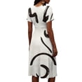 thumbnail image 6 of Minjewel Ladies Floral Casual Fashionable Short Sleeve V-Neck Dress for Spring Summer Women's Daily Casual Wear,White,L, 6 of 6