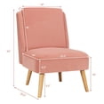 thumbnail image 5 of Topcobe Velvet Accent Armless Side Chair with Rubber Wood Legs, Single Sofa Chair for Living Room Bedroom Balcony, Simple Stylish Design, Pink, 5 of 10