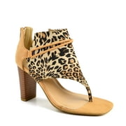 Shoe Republic La Women Thong Toe Casual Heels Giro Leopard Size 8
