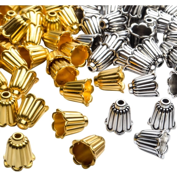 Antique Alloy Cone Spacer Bead Caps, 100pcs Flower Tassel Ends for Bracelet, Necklace, Earring Crafts