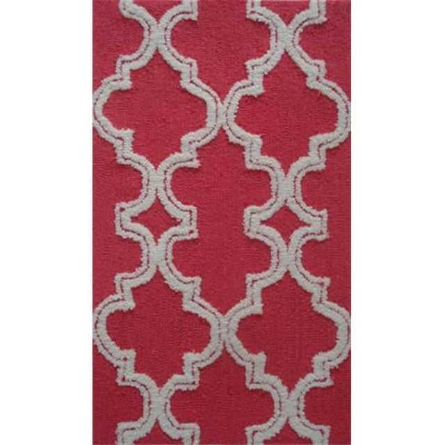 The Rug Market PA0054 Tapis de Zone Jafar 16 x 27 Po. - Framboise & Blanc