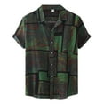 thumbnail image 1 of wendunide Polos pour Hommes Chemise Décontractée Imprimée Géométrique Manches Courtes Col Rabattu Vert m, 1 of 6