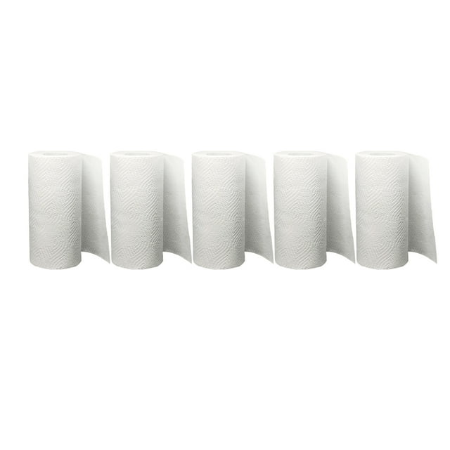 5 rollos de toalla de papel de cocina, papel absorbente de agua y aceite, papel doméstico, tejido suave para uso diario en el hogar (blanco)