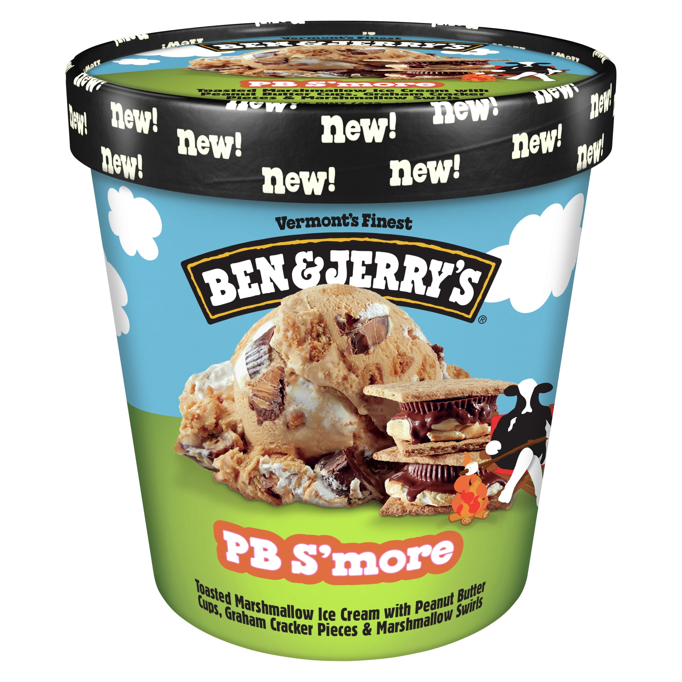 Ben & Jerry's PB S'more Marshmellow Ice Cream Pint, 16 fl oz
