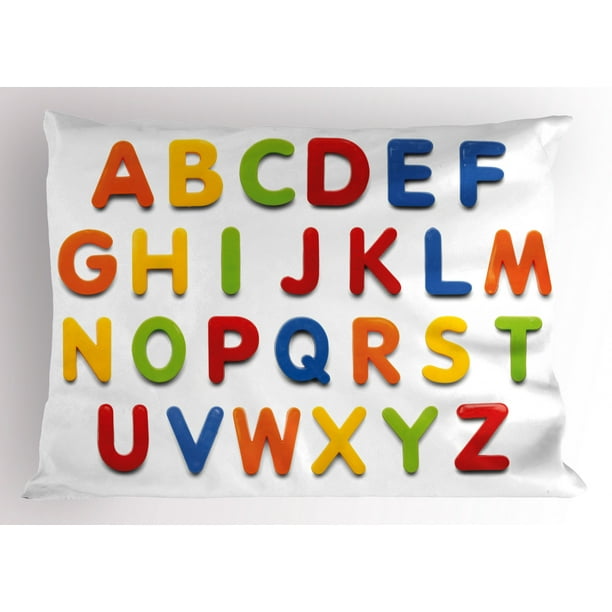Letters Pillow Sham Multicolored Collection of Alphabet Letters