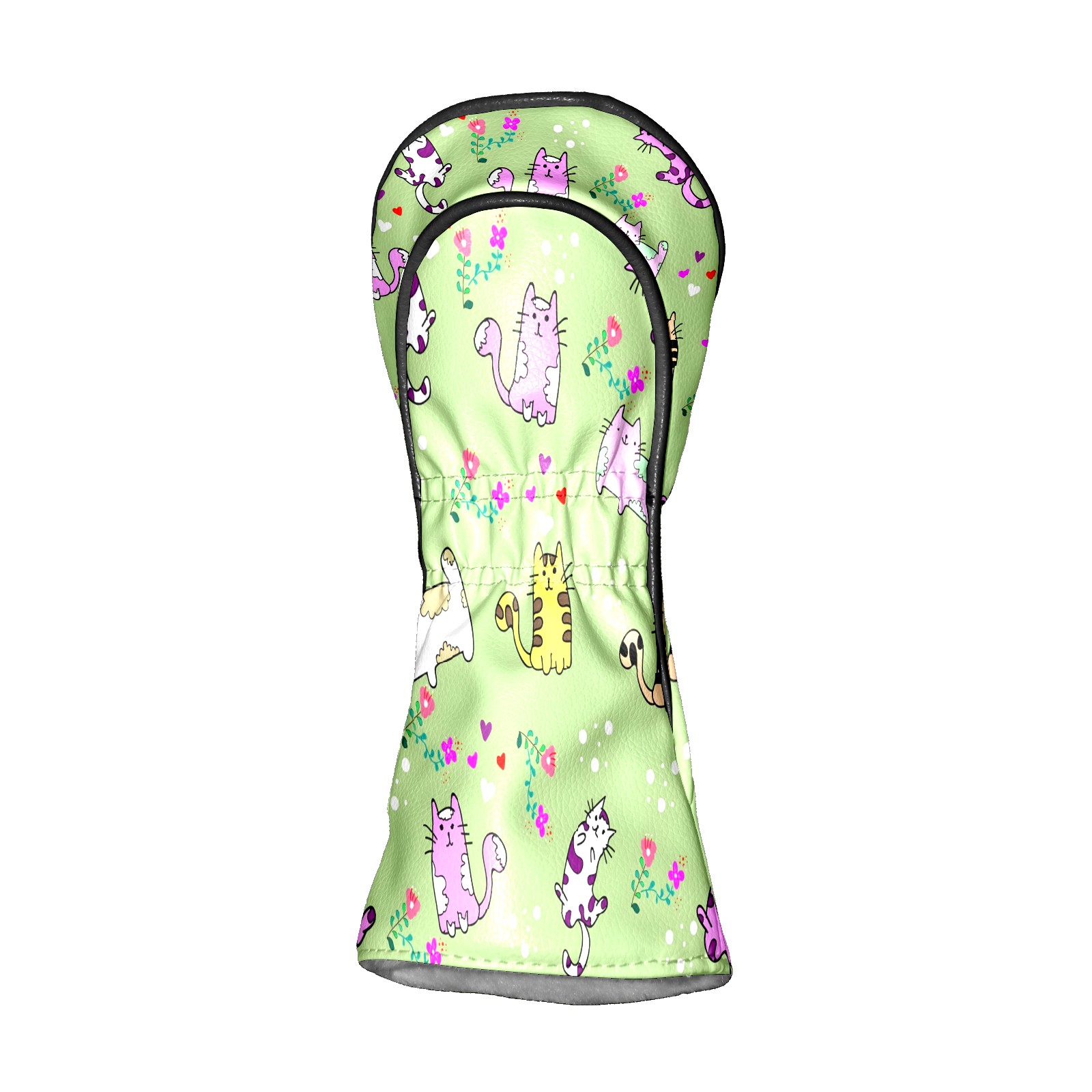 Golf Club Covers, Green Cat Premium PU Leather Driver Hybrid Putter Head Covers with Velvet Lining, Waterproof Golf Gifts for Men Women