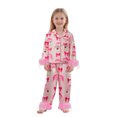 thumbnail image 1 of Mommy and Me Matching Pajamas Bow Santa Button Down Lapel Tops Pants, 1 of 8