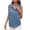 Blue, variant on Women's Sleeveless Denim Shirt Ruffled Stand Collar Button Down Blouse Casual Loose Fit Tank Top with Chest Pocket
