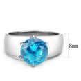 thumbnail image 2 of Aquamarine Blue Silver Womens Ring Solitaire 316L Stainless Steel Zircoin Anillo Azul y Plata Para Mujer Solitario Acero Inoxidable, 2 of 5