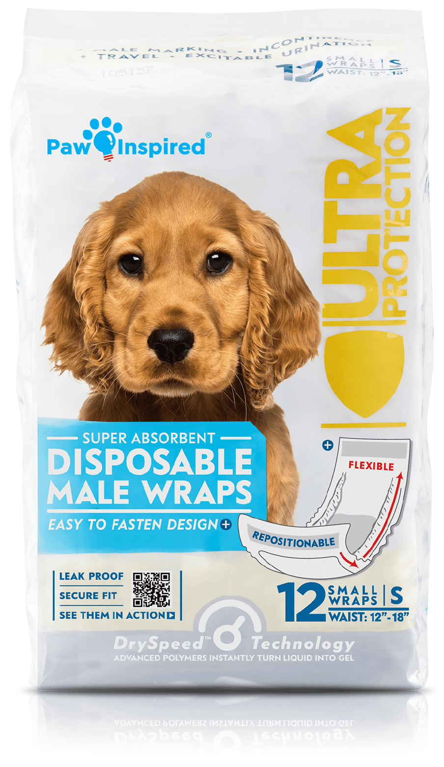 Disposable Female Dog Diapers OR Disposable Male Dog Wraps Paw Inspired Ultra Protection Disposable Dog Diapers 
