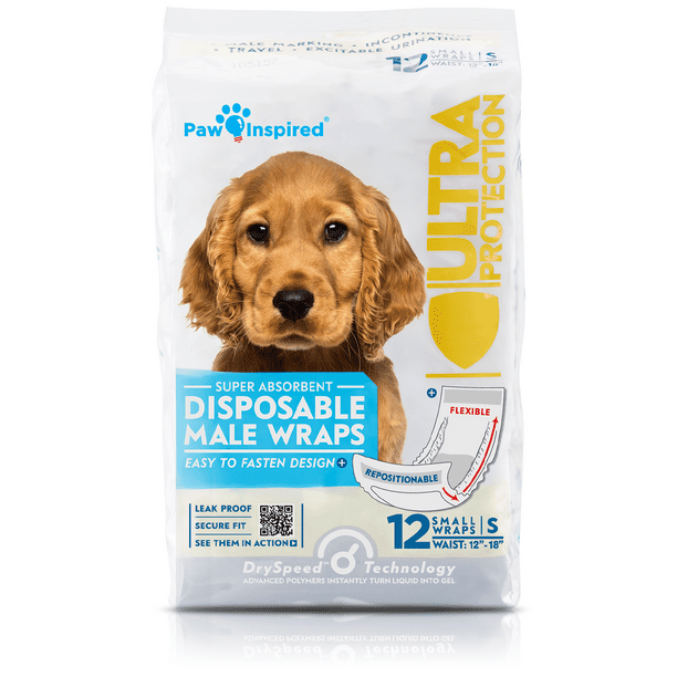 Paw Inspired Disposable Male Dog Wraps, Belly Band for Dogs