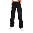 thumbnail image 2 of Women's High Waisted Cargo Pants Travel Y2K Streetwear Baggy Stretchy Pants with 6 Pockets Black XL, 2 of 6
