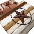thumbnail image 2 of Brown Beige Texas Star Area Rug 5x8 FT, Non Slip Bedroom Throw Carpet, Vintage Stars Wooden Washable Soft Floor Carpet Non-Shedding Rug for Living Room Nursery Dorm Office, 2 of 9