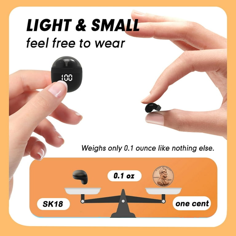 Invisible Mini Earbuds Wireless Bluetooth Low Profile Micro Smallest Tiny Discreet Hidden Earbuds for Work Small Headphones Invisible Sleep Wireless Earphone IPX5 Waterproof for Small Ear Canals Walma...