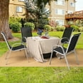thumbnail image 2 of Gymax 4PCS Patio Stacking Dining Chairs w/ Curved Armrests & Breathable Seat Fabric, 2 of 10