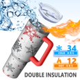 thumbnail image 5 of White Christmas Snowflake Pattern Tumbler with Handle and Lid,40oz Double Wall Vacuum Insulated Tumbler,Cups Gift for Women and Men, 5 of 7