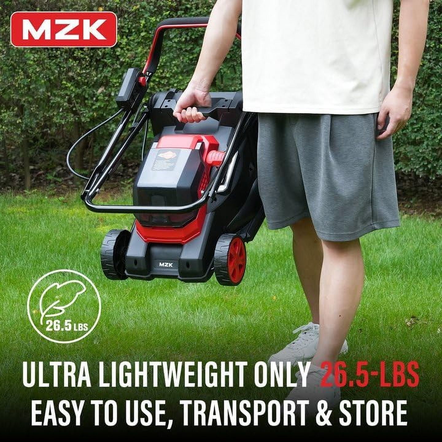 MZK 40V 13”Cordless Electric Lawn Mower,with 4-Position Height Adjustment,Compact and Lightweight Push Battery Powered Lawn Mower (2 * 4AH Batteries)