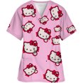 thumbnail image 3 of Uniforme d'Infirmière pour Femmes à Manches Courtes Hello Kitty Uniforme de Travail Blouse à Poche Hauts de Sarrau Uniformes Médicaux d'Infirmière Accessoires, 3 of 6