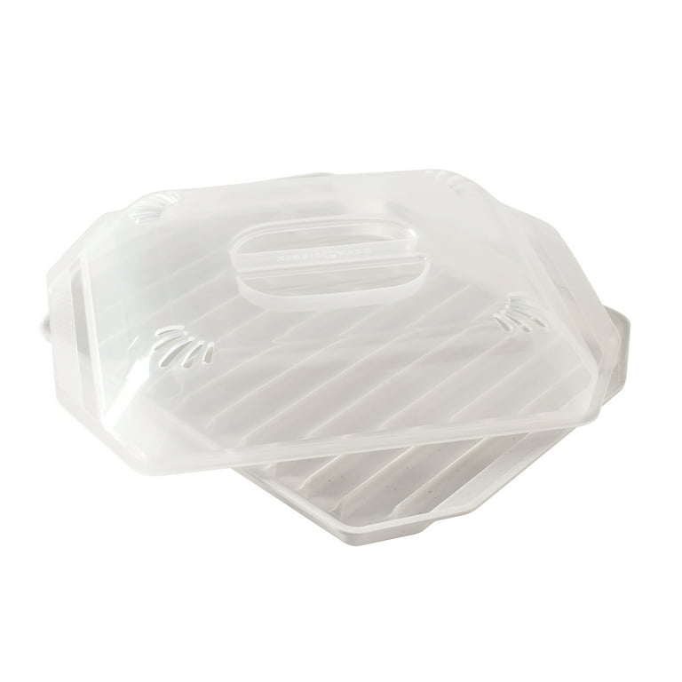 Nordic Ware Microwave Safe Covered Bacon Rack with Lid, White, 60117W