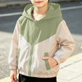 thumbnail image 2 of SGFCWSX Boys Windbreaker Hooded Lightweight Jacket Color Block Zip Up Windproof Outdoor Coat Green Size 6, 2 of 7