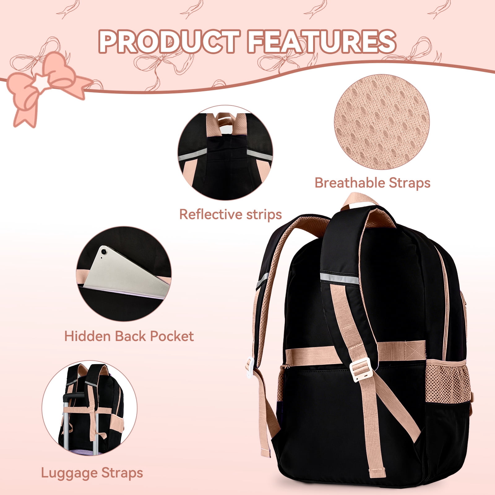 Inadays School Backpack Set Cute Bookbag Set for Elementary Preschool Middle