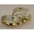 thumbnail image 3 of Hitanshu Jewels Round Cut Cubic Zirconia 14K Yellow Gold Finish For Womens & Mens Trio Set Wedding Ring, 3 of 4
