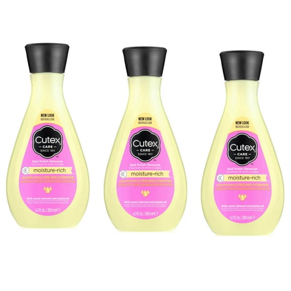 Cutex Care Moisture-Rich Nail Polish Remover with Sweet Almond & Jojoba Oil, 6.7 Fl. Oz. - Pack of 3