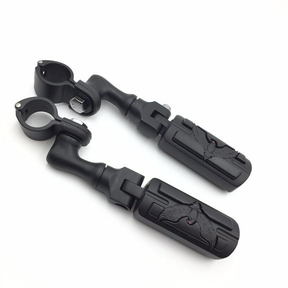 HTT-MOTOR Black Short Angled Adjustable Peg Mounting Kit Eagle Foot Peg For Honda GoldWing VTX1300 Shadow Valkyrie Triumph with 1 inch (1") 25mm Front Engine Guard Frame Tube
