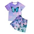 thumbnail image 3 of WOYY Toddler Girls Outfit Sets Butterfly Short Sleeve T-Shirt Shorts Set, Sizes 3-4T, 3 of 3