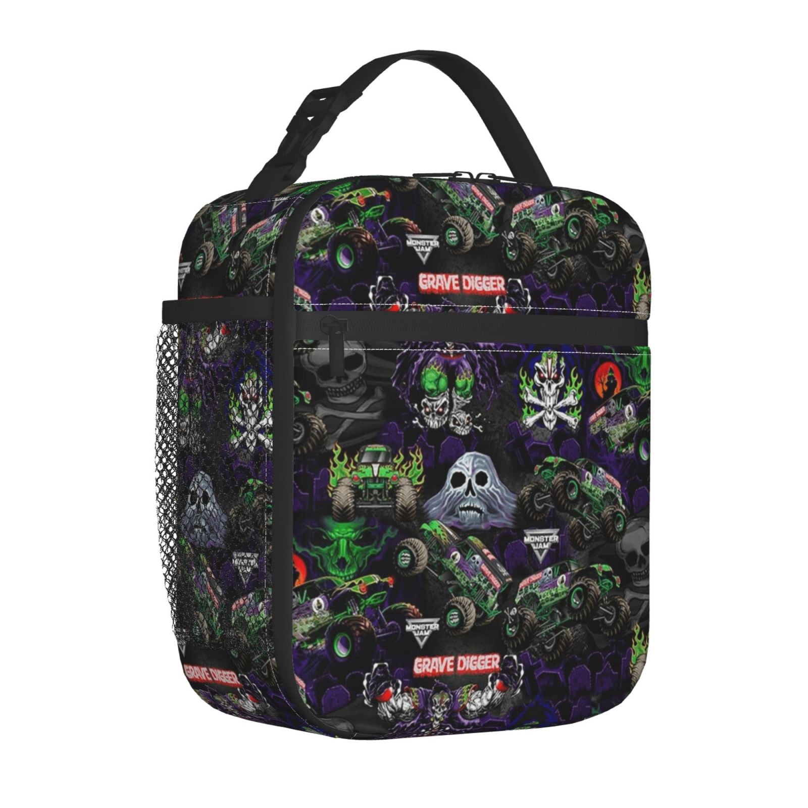 Insulation Portable Lunch Bag, Monster Truck Jam Thermal Container with Adjustable Shoulder Strap