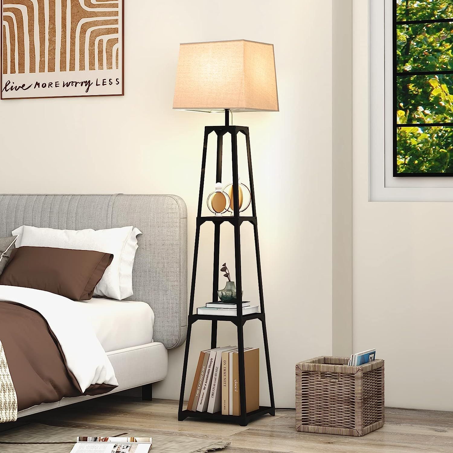 Dexusay Shelf Floor Lamp 3Tier 63" Tall Modern Corner Standing Lamp
