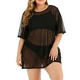 thumbnail image 3 of Gvmfive Women Plus Size Short Sleeve See Through Swimsuit Cover Up Beach T-Shirt Dress, 3 of 8