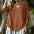 thumbnail image 5 of TGSLY Women's 3/4 Balloon Sleeve Tops Lightweight Soft V Neck Crinkle Cotton Shirts with Elastic Cuffs Loose Fit Dressy Casual Solid Color Blouses M, 5 of 6